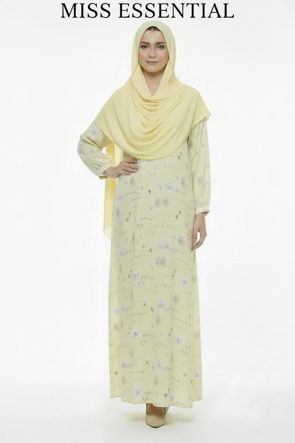 Abaya Printed Yellow